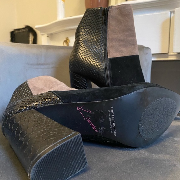 CHINESE LAUNDRY KRISTIN CAVALLARI Santorini Black Multi Color-block Booties sz.8 - Picture 6 of 13